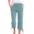 thumbnail image 1 of yunLCZ Pants Plus Size for Women Women Fashion Solid Color Cotton Elastic Long Pants Beach Leisure Trousers Linen Casual Lounge Sweatpants, 1 of 4