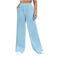 thumbnail image 1 of yunLCZ Pants Plus Size for Women Women's Pure Color Fashionable Casual Imitation Linen Pocket Strap Pants Casual Lounge Sweatpants, 1 of 4