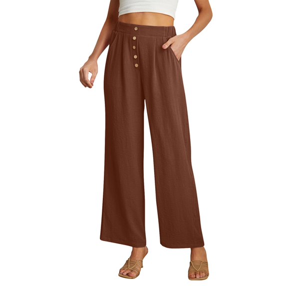 yunLCZ Pants Plus Size for Women Women's Solid Color Fashionable Cotton And Linen Casual Pocket Button Pants Casual Lounge Sweatpants