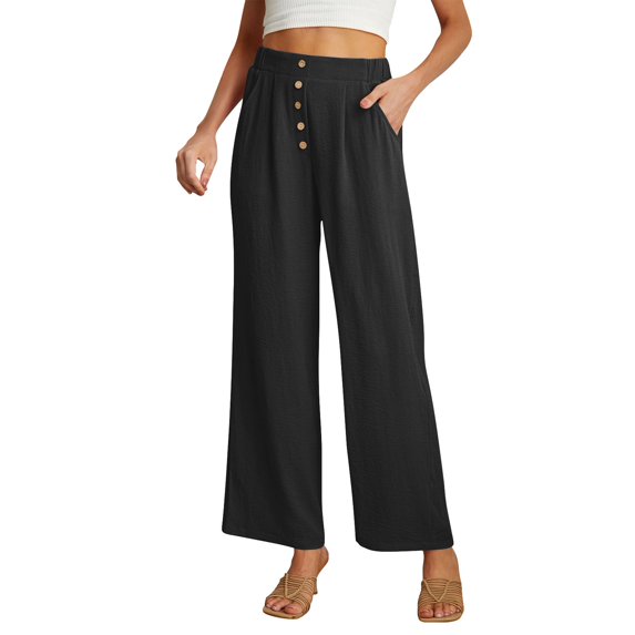 yunLCZ Pants Plus Size for Women Women's Solid Color Fashionable Cotton And Linen Casual Pocket Button Pants Casual Lounge Sweatpants