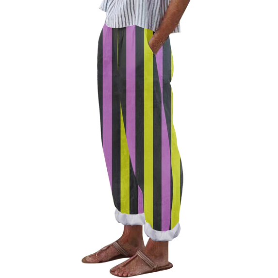 yunLCZ Pants Plus Size for Women Women's Striped Printed Fashionable Casual Ankle Pocket Pants Casual Lounge Sweatpants