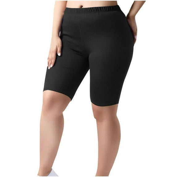 yunLCZ Pants for Women High Waisted Biker Shorts Women Plus Size Knee Length Yoga Pant High Waisted Athletic Running Gym Workout Shorts