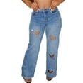 thumbnail image 1 of yunLCZ Pants for Women High Waisted Heart Cutout Jeans For Women High Waist Straight Leg Baggy Denim Pants Womens Jeans Trendy, 1 of 4