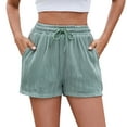 thumbnail image 1 of yunLCZ Pants for Women High Waisted Women's 2025 Spring And Summer New Women's Solid Color Drawstring Pocket Fashion Casual Shorts Ready Made Shorts, 1 of 4