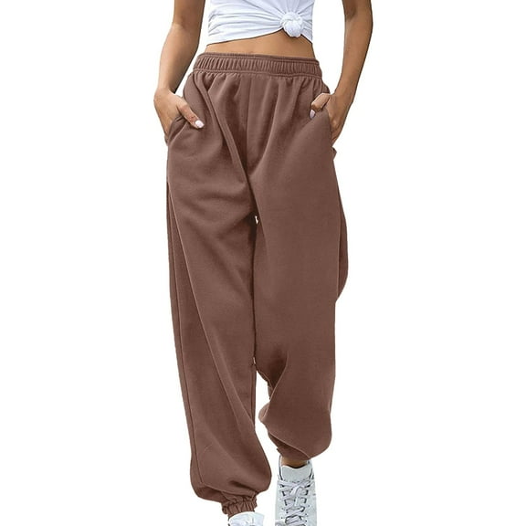 yunLCZ Pants for Women High Waisted Women's Bottom Sweatpants No Drawstring Joggers Pants Workout High Waisted Yoga Pants With Pockets