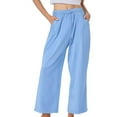 thumbnail image 1 of yunLCZ Pants for Women High Waisted Women's Pure Cotton And Linen Wide Leg Pants Casual Baggy Elastic Waistband With Pockets Fashionable Pants, 1 of 4