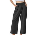 thumbnail image 1 of yunLCZ Pants for Women High Waisted Women's Pure Cotton And Linen Wide Leg Pants Casual Baggy Elastic Waistband With Pockets Fashionable Pants, 1 of 4