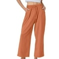 thumbnail image 1 of yunLCZ Pants for Women High Waisted Women's Pure Cotton And Linen Wide Leg Pants Casual Baggy Elastic Waistband With Pockets Fashionable Pants, 1 of 4