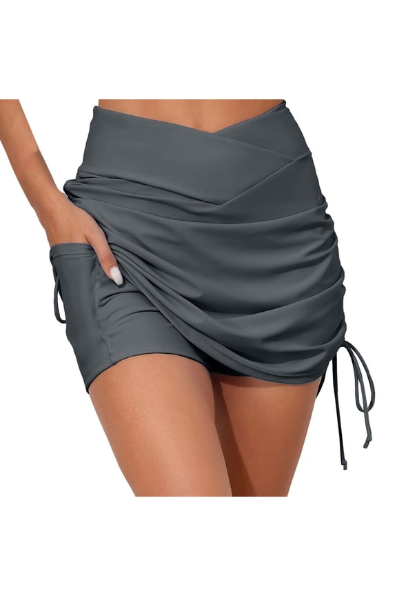 Pants for Women High Waisted Women's Spring/Summer Bikini On Both Sides Of The Solid Color Wrap Hip Beach Skirt Swim Shorts