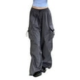 thumbnail image 1 of yunLCZ Pants for Women High Waisted Womens Baggy Cargo Pants Streetwear Hip Hop Joggers Sweatpants Drawstring Casual Loose Wide Leg Trousers, 1 of 4
