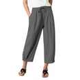 thumbnail image 1 of yunLCZ Pants for Women High Waisted Womens Pocket Solid Elastic Waist Stitching Straight High Waist Casual Pants, 1 of 4