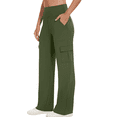 thumbnail image 1 of yunLCZ Pants for Women High Waisted Yoga Cargo Pants Women Wide Leg Pants With Pockets High Waist Stretch Dress Casual Business Work Travel Pants, 1 of 4