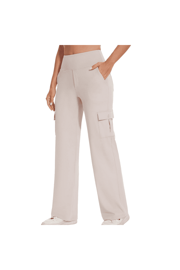 Pants for Women High Waisted Yoga Cargo Pants Women Wide Leg Pants With Pockets High Waist Stretch Dress Casual Business Work Travel Pants