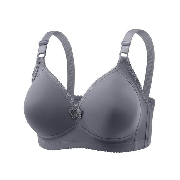 yunLCZ Push Up Everyday Bras Thin Laceless Comfortable Breathability Underwear Large Size Brater Buckle Female Bra V Neck Vest Bralette Wireless Bra T-Shirt Bra Grey 48