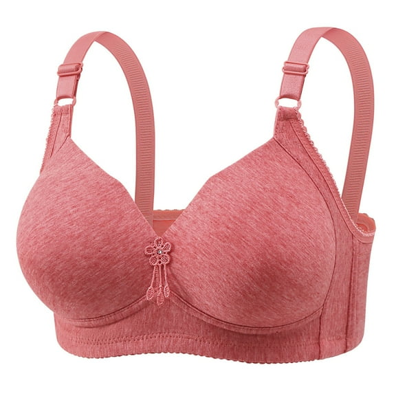 yunLCZ Push Up Everyday Bras Womens No Underwire Bras Plus Size Comfort Soft Bras Supportive Bralettes Cute Breathable Wireless Bra T-Shirt Bra Watermelon Red 46