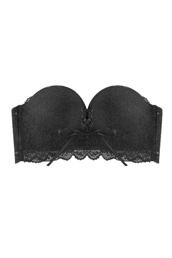 Jelly Bras for Women Push Up Everyday Bras Magic Non-Slip Drawstrings Push Up Lace Bra Strapless Drawstring Bandeau Bras for Women
