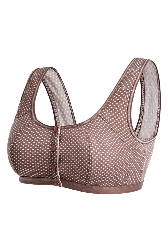 yunLCZ Push Up Everyday Bras Women's side adduction and front opening retro wave point comfort bra T-Shirt Bra