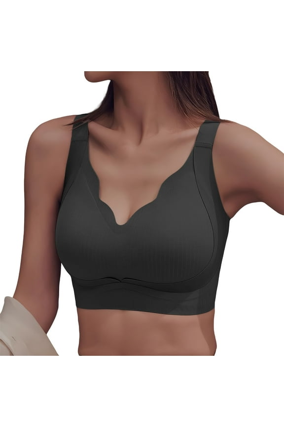 yunLCZ Push Up Everyday Bras Womens Wireless Bra Gather Bra Anti Sagging Breasts Support Pushup Lifting Bras For Older Women Bras for Women Black L