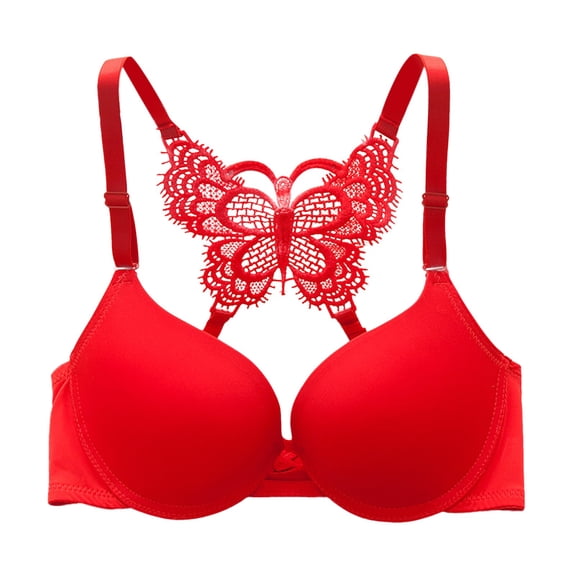 yunLCZ Push Up Everyday Bras Womens Y Shape Beautiful Back Ultra Gather Butterfly Lace Glossy Bra Sexy Bra Bras for Women