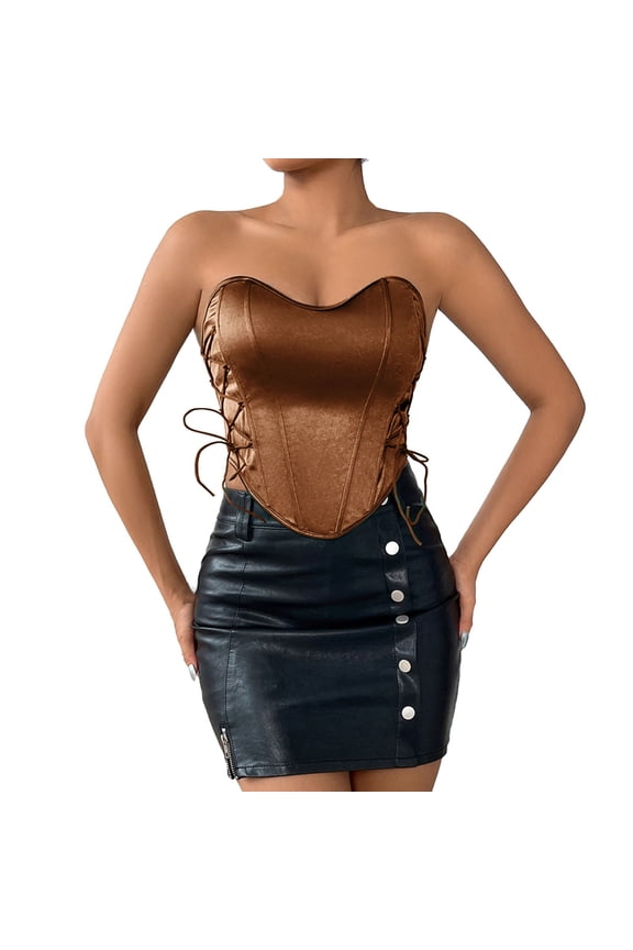 yunLCZ Shapewear for women Corset Tops For Women Vintage Floral Bustier Tops Halter Crop Tops Sexy Boned Bustier Bodyshaper
