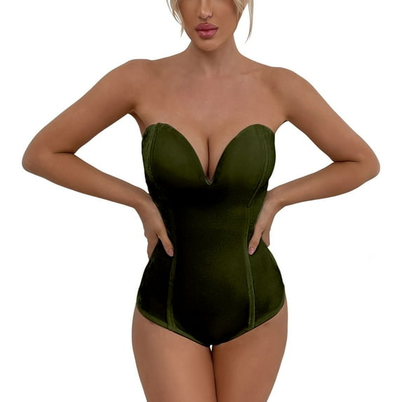 yunLCZ Shapewear for women Fashion Sexy Women's Winter Suit All Velvet Top Gold Autumn Women's Jumpsuit