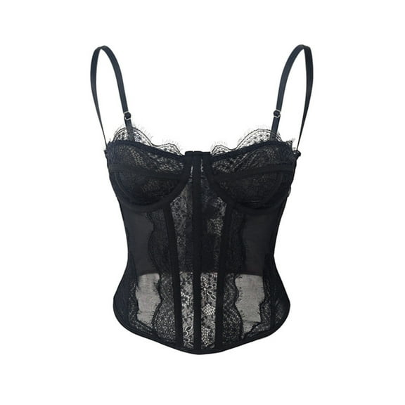 yunLCZ Shapewear for women Lace Corset Tops For Women Lace Bustier Corset Top With Straps Women Corset Going Out Crop Top