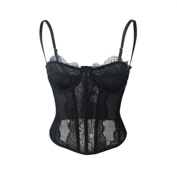 yunLCZ Shapewear for women Lace Corset Tops For Women Lace Bustier Corset Top With Straps Women Corset Going Out Crop Top