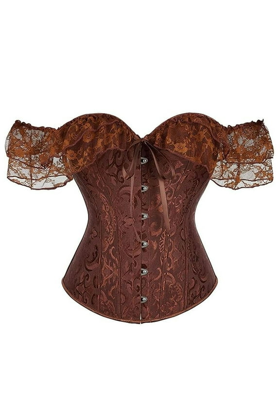 yunLCZ Shapewear for women Women Floral Lace Off Shoulder Corset Bustier Boned Overbust Corset Bodyshaper Lingerie Top