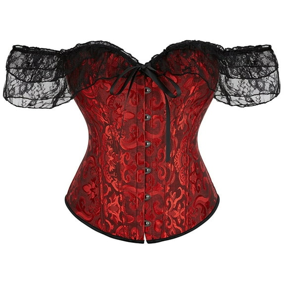 yunLCZ Shapewear for women Women Floral Lace Off Shoulder Corset Bustier Boned Overbust Corset Bodyshaper Lingerie Top