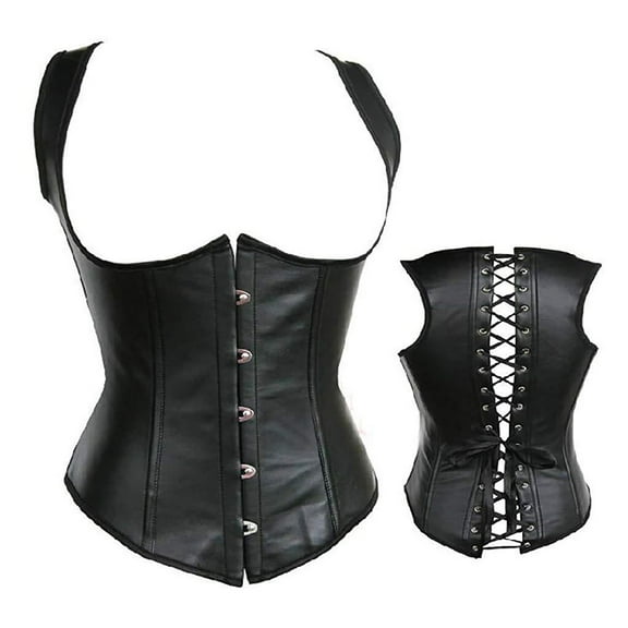 yunLCZ Shapewear for women Women's Gothic PU Corset Bustier Waist Cincher Underbust Corset Vest Tank Top