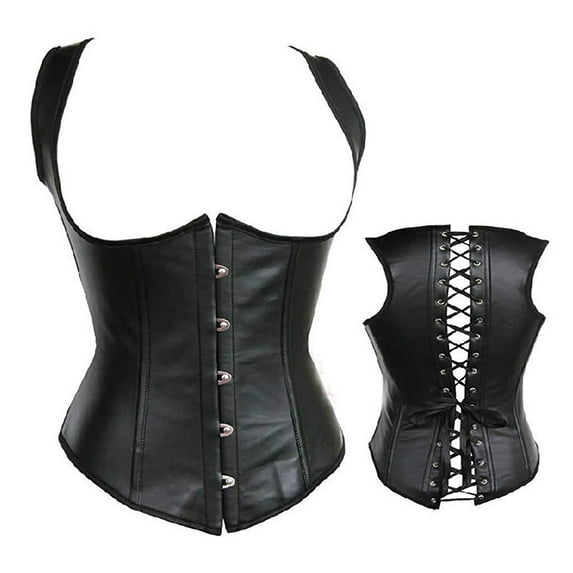 yunLCZ Shapewear for women Women's Gothic PU Corset Bustier Waist Cincher Underbust Corset Vest Tank Top