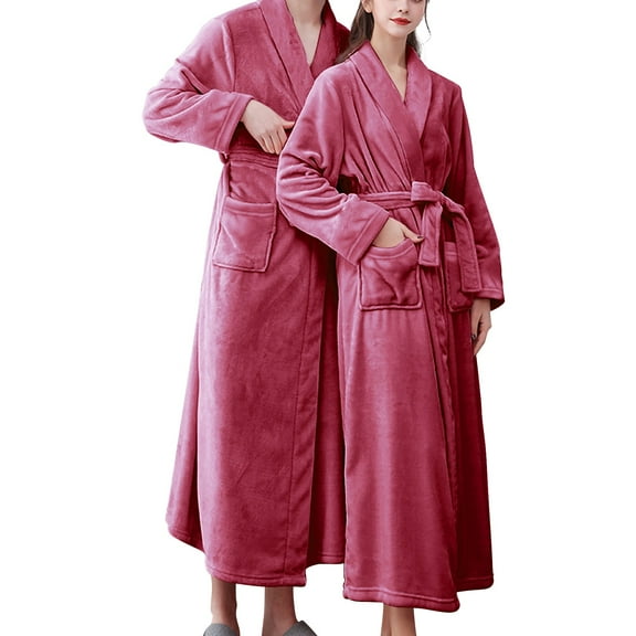 yunLCZ Silk Pajamas for Men Women'S Double Pocket Flannel Bathrobe Soft And Warm Double Faced Velvet Bathrobe Pajamas And Home Wear Bathrobe Robe Pajama Dress