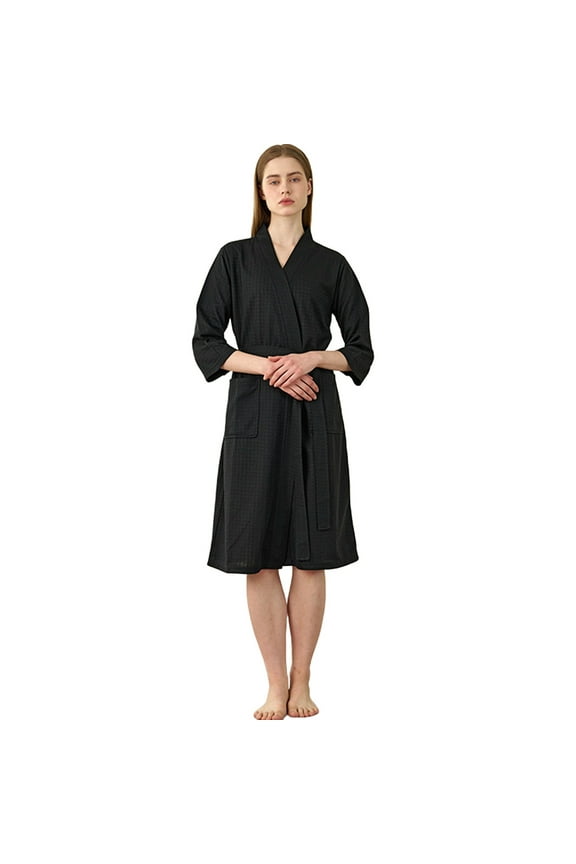 yunLCZ Silk Pajamas for Men Unisex Breathable Solid Color Bathrobe Splicing Home Clothes Robe Coat Nightdress for women