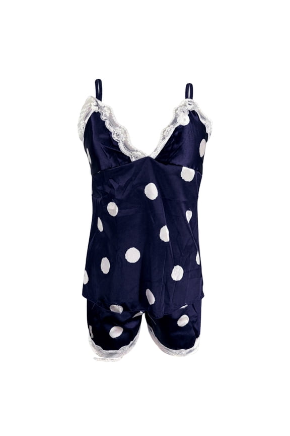 Womens Pajama Sets Silk Pajamas for Men Women'S Suspender Imitation Silk Polka Dot Nightdress Two Piece Pajamas Shorts Suit Nightshirt