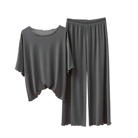 yunLCZ Silk Pajamas for Men Women's 3/4 Sleeve Pajamas Sets Pants Nightshirt