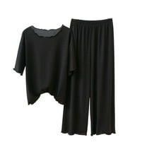 yunLCZ Silk Pajamas for Men Women's 3/4 Sleeve Pajamas Sets Pants Pajama Dress