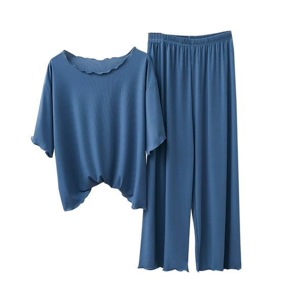 yunLCZ Silk Pajamas for Men Women's 3/4 Sleeve Pajamas Sets Pants Sleepwear