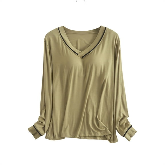 yunLCZ Silk Pajamas for Men Women's Long Sleeve Sleep T Shirt Basic Layer Stretchy Shirts Neck Pajama Top Pajama Dress