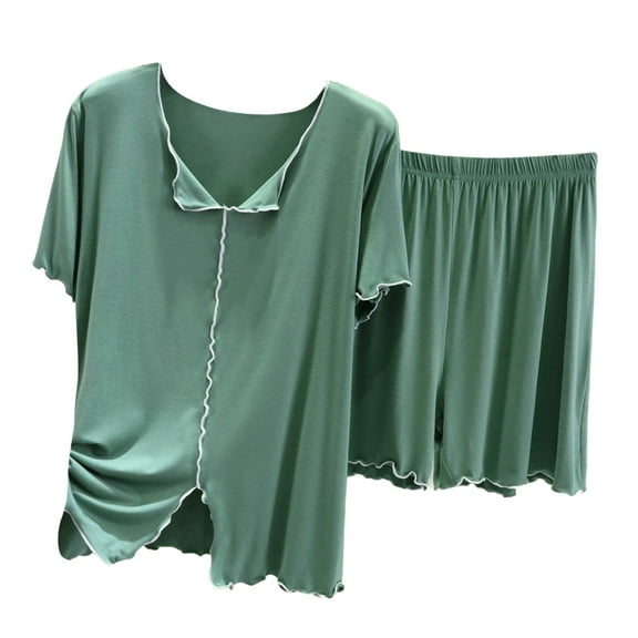 yunLCZ Silk Pajamas for Men Women's Pajama Sets 2 Piece Sleepwear Tops And Sleep Shorts Set Soft Set With Pockets Summer Pajama Dress