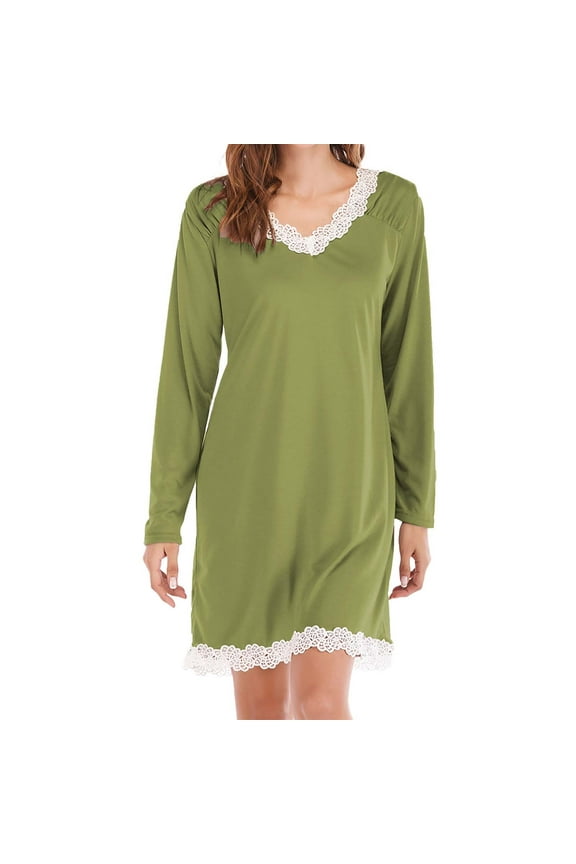 Silk Pajamas for Men Womens Long Sleeve Nightgowns V Neck Sleepshirts Lace Nightshirts Casual T Shirt Sleep Dress With Nightdress for women