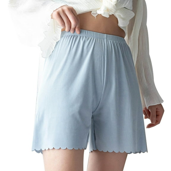 yunLCZ Slip Shorts for Women Women's Summer Ice Silk Thread Wavy Home Leggings Anti Slipping Without Curling Edge Can Be Worn Outside Three Points Shorts Pants