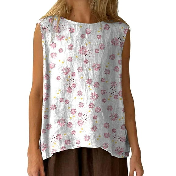 yunLCZ Square Neck Tank Top Vintage Floral Print Vest For Women Timeless Summer Sleeveless Tops