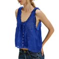 thumbnail image 1 of yunLCZ Square Neck Tank Top Women Sleeveless Lace Tank Tops Vacation Front Tie Mesh Chiffon Tops Summer Sleeveless Tops, 1 of 3