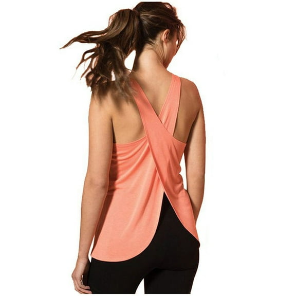 yunLCZ Square Neck Tank Top Women's Casual Cross Back Yoga Shirt Sleeveless Back Workout Sports Vest Top Summer Sleeveless Tops