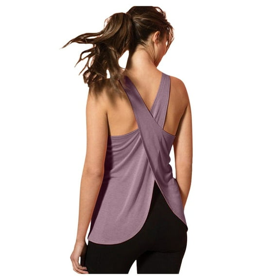 yunLCZ Square Neck Tank Top Women's Casual Cross Back Yoga Shirt Sleeveless Back Workout Sports Vest Top Summer Sleeveless Tops