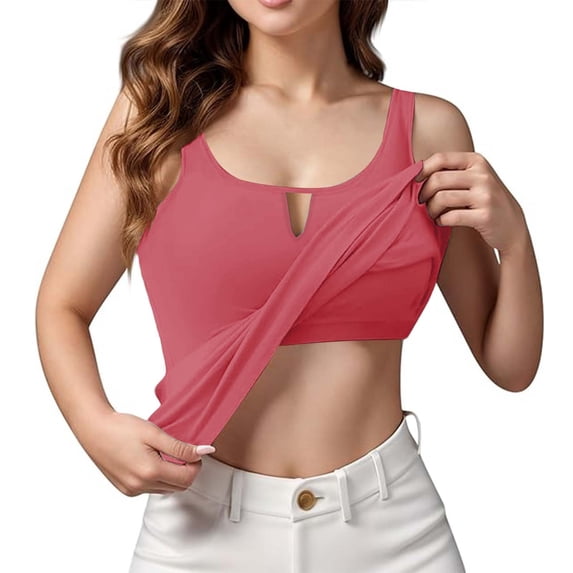 yunLCZ Square Neck Tank Top Women's Fashionable Casual Soft And Comfortable With Chest Pad Solid Color Vest Summer Sleeveless Tops