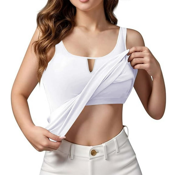 yunLCZ Square Neck Tank Top Women's Fashionable Casual Soft And Comfortable With Chest Pad Solid Color Vest Summer Sleeveless Tops