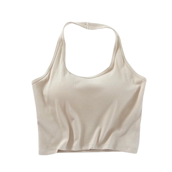 yunLCZ Square Neck Tank Top Women's Neck Hanging Camisole Vest Inner Layer With Chest Cushion Knitted Base Back Underwear Spicy Girl Strapless Vest Summer Sleeveless Tops