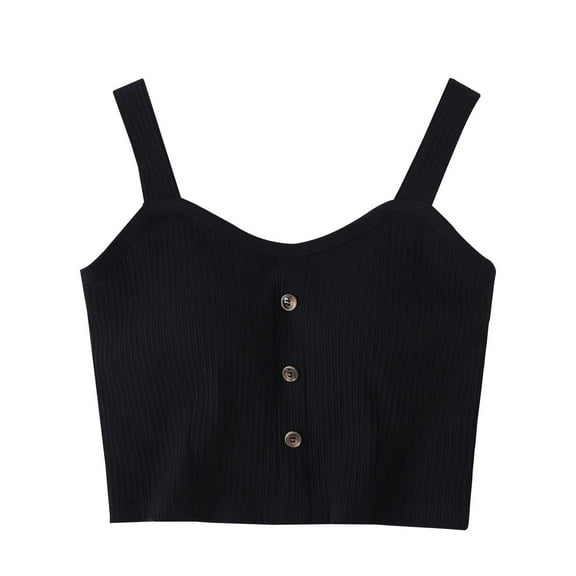 yunLCZ Square Neck Tank Top Women's Solid Color Tank Top With Chest Cushion And Camisole Worn Outside Sexy Exposed Navel Cup No Ring Tank Top Summer Sleeveless Tops