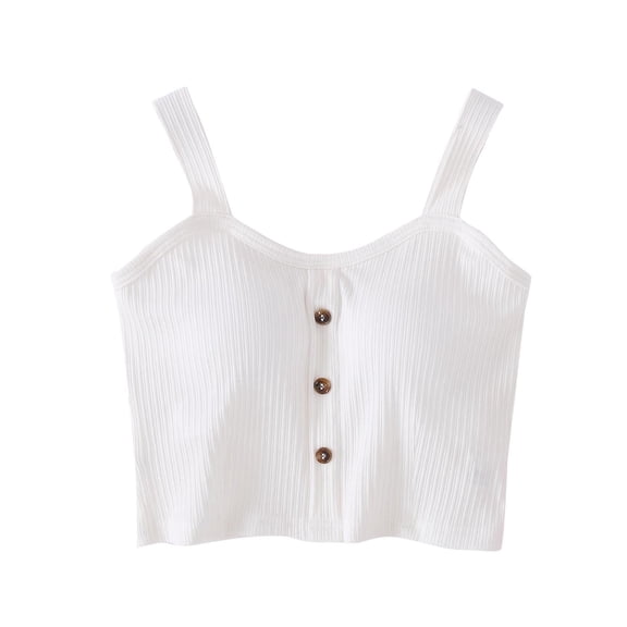 yunLCZ Square Neck Tank Top Women's Solid Color Tank Top With Chest Cushion And Camisole Worn Outside Sexy Exposed Navel Cup No Ring Tank Top Summer Sleeveless Tops